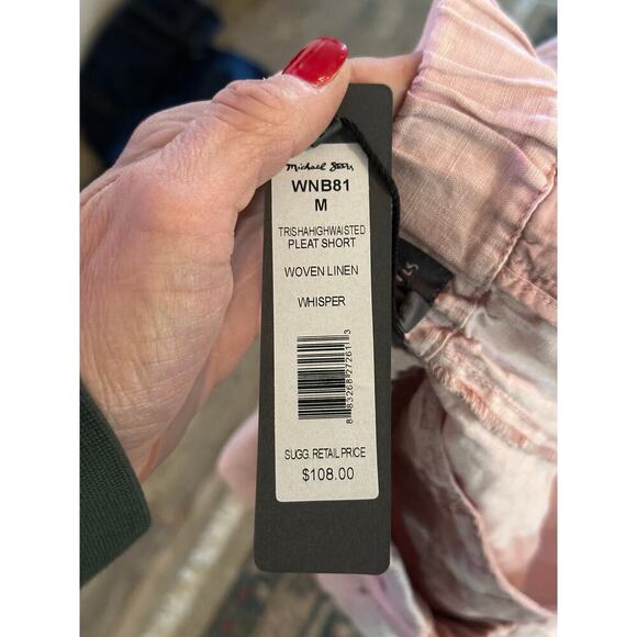 Michael Stars Linen & Cotton-Blend High Waisted Pleat Shorts Size Medium - Picture 3 of 6